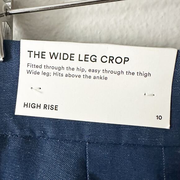 Ann Taylor Tencel Linen Chambray High Rise Wide Leg Crop Pants Women’s Size 10 - Picture 7 of 13